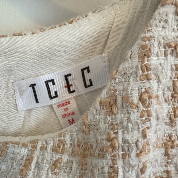 TCEC Black and White Tweed Puff-Sleeve Jumpsuit - Picture 2 of 12